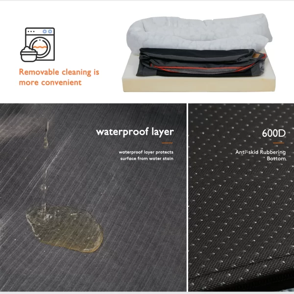 XL & 2XL Dog Bed Super Soft Orthopedic Foam Pet Bed Sleeping Mat with Cotton-padded Bolster and Removable Cover - Image 6