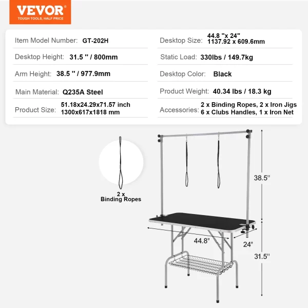 SucceBuy Pet Grooming Table Two Arms with Clamp Dog Grooming Station Foldable Stand for Medium Small Dogs with Grooming Loop - Image 8