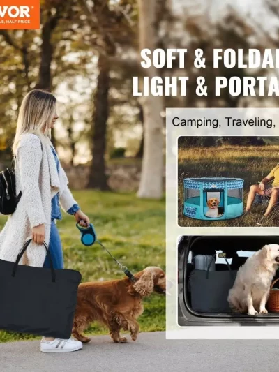 44'' Portable Foldable Pet Playpen - Waterproof for indoor/Outdoor Dog Crate with Removable Zipper for Dogs, Cats & Puppies