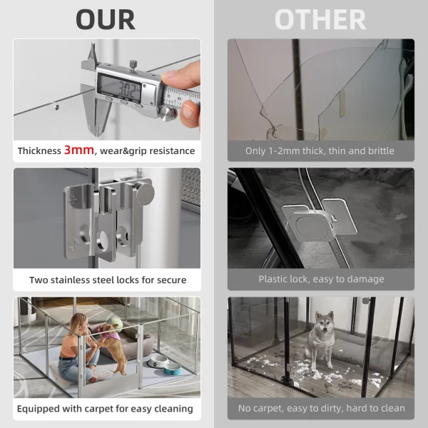 Acrylic Dog Playpen Fence with Waterproof Pad for Cats Puppies Whelping Pen Box Dog Cage Pet Supplies - Image 5