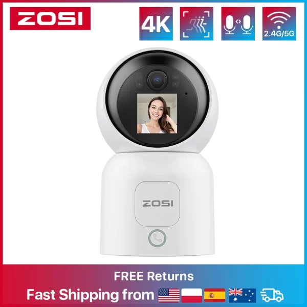 ZOSI 4K 5MP 4MP 2.4G/5G WiFi Security Camera Video Call Baby Monitor Indoor Wireless IP Smart Screen All-in-One Surveillance Cam - Image 2