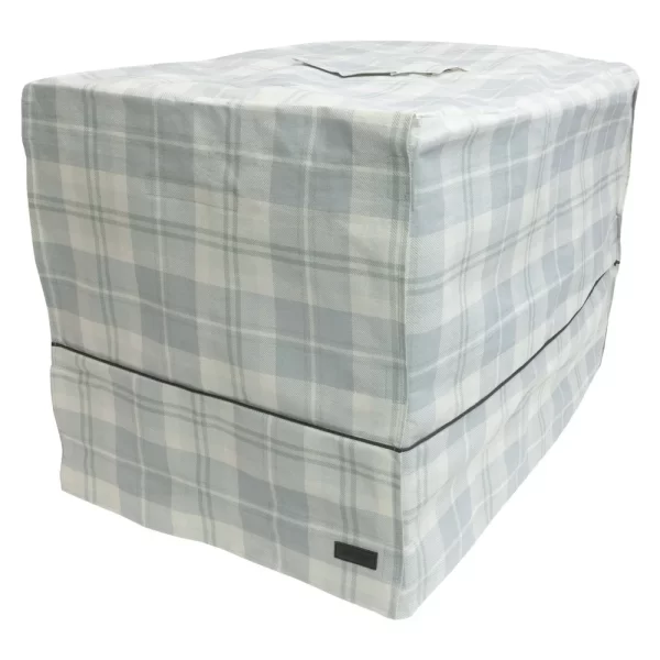 22 Inch Plaid Dog Crate Cover Cozy Shelter Washable Water Resistant Easy Access Ventilated Design Pet Privacy Flaps - Image 2