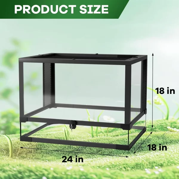 Reptile Glass Terrarium with Top & Side Screen Ventilation Reptile Terrarium, Double Hinge Door Anti Escape Reptile Tank - Image 7
