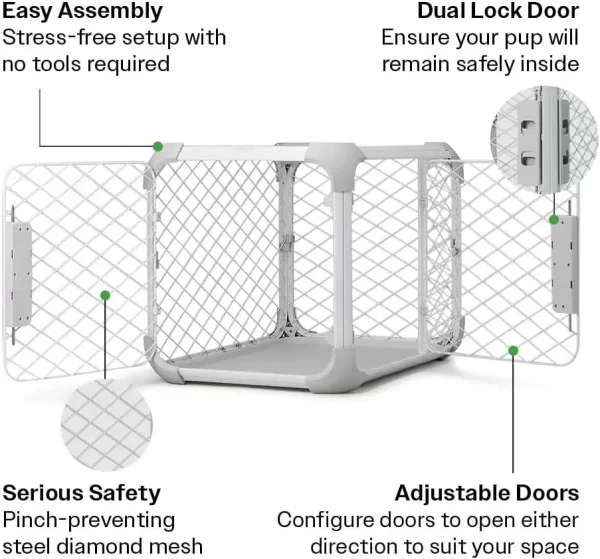 Diggs Evolv Dog Crate I Strong and Modular Design I Sturdy Playpen Paw Safe Mesh Built to Last for Puppies/Dogs