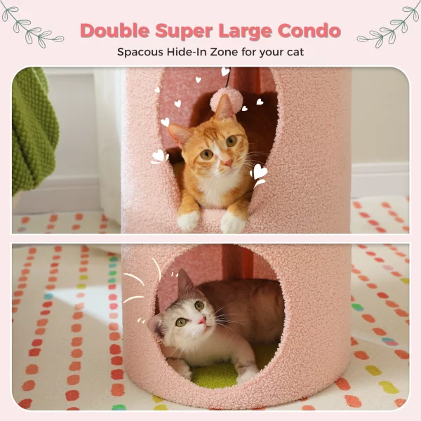 2-Story Cat Beds for Indoor Cats Large Cat House with Removable Flower Cat Bed, Cute Cat Cave Cat Hideaway Indoor Cat Condo - Image 4