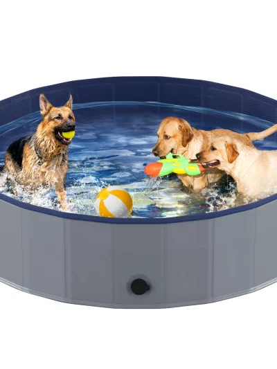 Portable Dog Pool, Foldable Pet Swimming Tub, Anti-Slip Collapsible Pet Bathtub, Hard Plastic Bath Pool for Pets Dogs and Cats