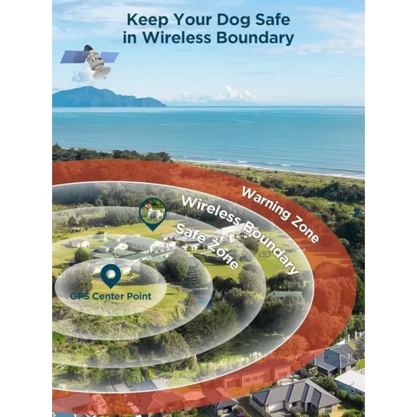 GPS Wireless Dog Fence, Electric Fence Collar with 3 Warning Modes, Wireless Dog Fence for Outdoor Use, Waterproof - Image 2
