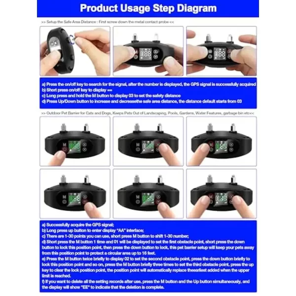 Wireless Pet Fence GPS System 2-in-1 Boundary & Obstacle Protection Range 97-3280ft - Image 6