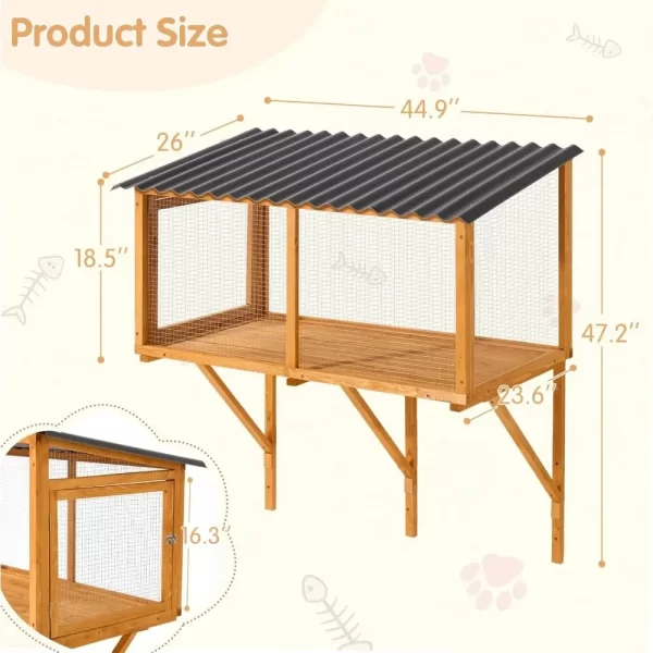 Cat Catio, Wall-Mounted Window Enclosure for Indoor Cats, Expandable Wooden Small Pet Perch House - Image 5
