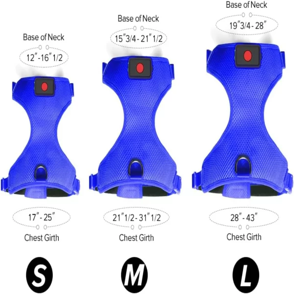 Illuminated Reflective Blue Glowing LED Dog Harness with Adjustable Soft Padded Design - No-Pull, USB Rechargeable - Image 6