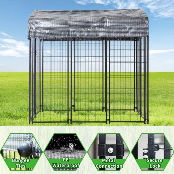Outdoor Dog Cat Small animal Kennel 6x4x6 FT, Expandable Modular Dog Kennel Outside, Heavy Duty Welded Wire Steel Dog Run Dog Playpen Fence - Image 4