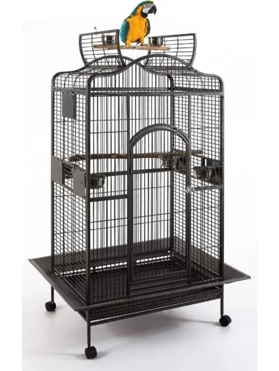 Extra Large Wrought Iron Open/Close Play Top Bird Parrot Cage, Include Metal Seed Guard Solid Metal Feeder Nest Doors