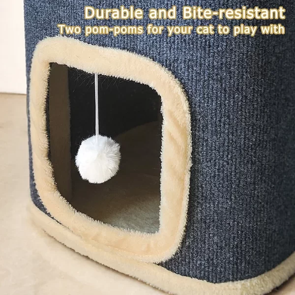 2-Layer Cat House Cat Cave for Indoor Cats Rectangular Cat House Hanging Toy Indoor - Image 4