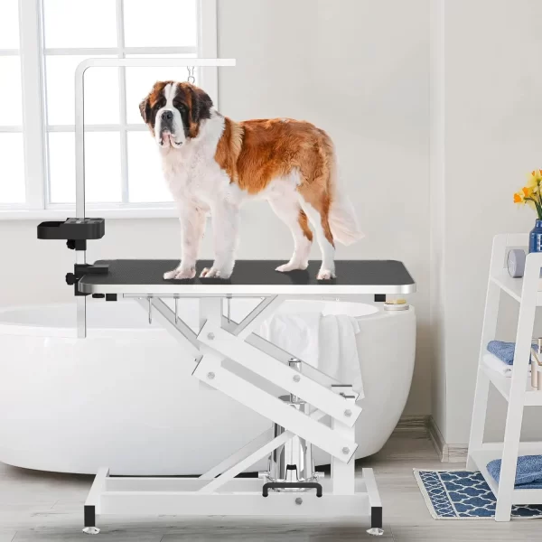 Hydraulic Pet Grooming Table w/Anti-Static Table Top, Heavy Duty Z-Lift Dog Grooming Table/21-36 w/Armrests/Leash Covers - Image 2