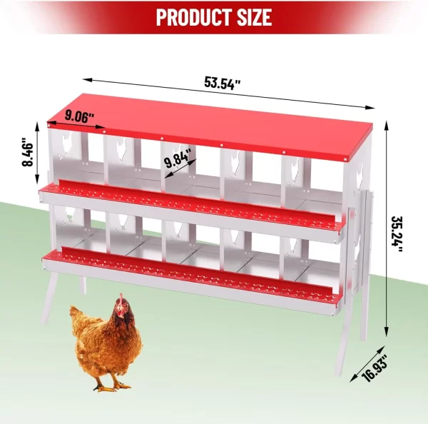 Chicken Nesting Box with Bracket Legs 6/8/10 Compartment Mental Chicken Laying Boxes for Chicken Coop Hens - Image 7