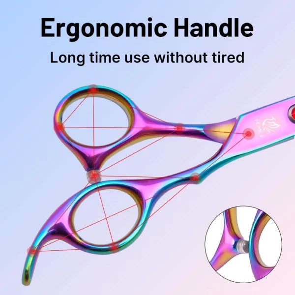 Fenice Classical Model 9cr steel 6.5/7.0 Inch rainbow & black dog grooming scissors shears - Image 6