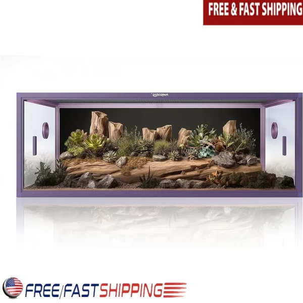 85 Gallon Reptile Tank Front Opening Glass Snake Terrarium Easy Maintenance Reptile Enclosure with Ventilation Perfect Lizard - Image 2
