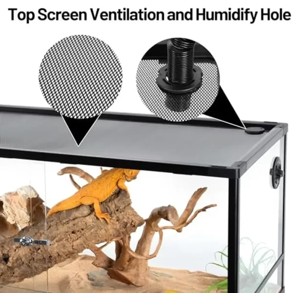 50 Gal Reptile Tank Glass Terrarium 36x18x18 Sliding Door Top Vent Cable Pass Humidify Hole Sturdy Observation Easy Clean - Image 3