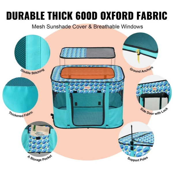 Foldable Pet Playpen, 32'' x 24'' x 22'' Portable Dog Playpen, Crate Kennel for Puppy, Dog, Cat, Waterproof 600D Oxford Cloth,