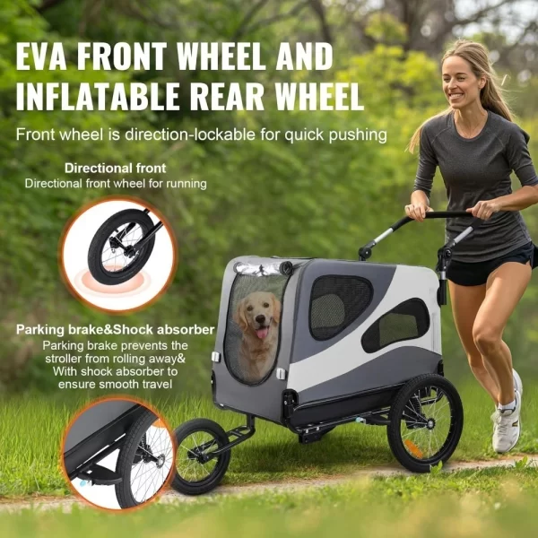 Supports up to 66/88/100 lbs, 2-in-1 Pet Stroller Cart Bicycle Carrier, Universal Coupler, Reflectors, Flag - Image 3