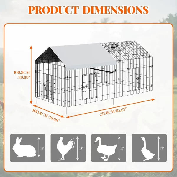 Metal Chicken Coop, Metal Chicken Cage For Outdoor Backyard Farm Rabbit Duck, Portable Poultry Cage, Chicken Run For Yard - Image 7