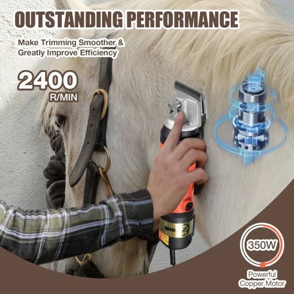 350W Electric Horse Sheep Animal Hair Clipper Shearing Trimmer Shaver 6-Speed Pet Grooming Fur Shear Cutter - Image 2