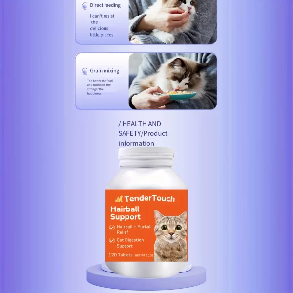 Hairball - 200 Tablets- Hairball Aid Supplement for Cats & Vitamins for Hairball Control and Digestive Support - Image 4