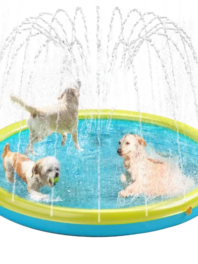 Splash Pad for Dogs, Non-Slip Splash Pad for Pets Summer Outdoor Water Toys, Sprinkler Pool for Dogs Outdoor Play