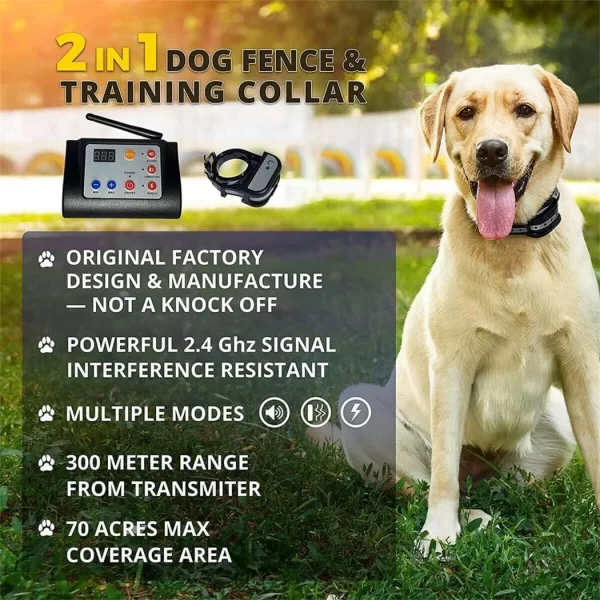 Wireless Dog Fence Electric Pet Containment System Shock Collars For 3 Dogs Adjustable Range - Image 5