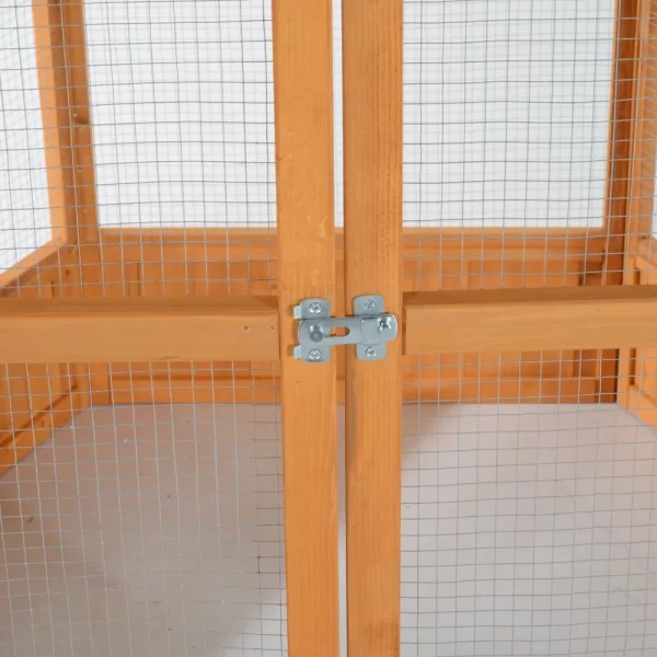 Large Wooden Hexagonal Outdoor Aviary Flight Bird Cage with Covered Roof - Image 5