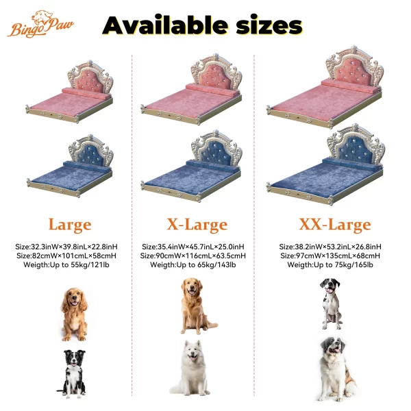 XXLarge Luxury Pet Bed with Headboard and Washable Dutch Velvet Cover Dog Cat Bed High Elastic Sponge - Image 2