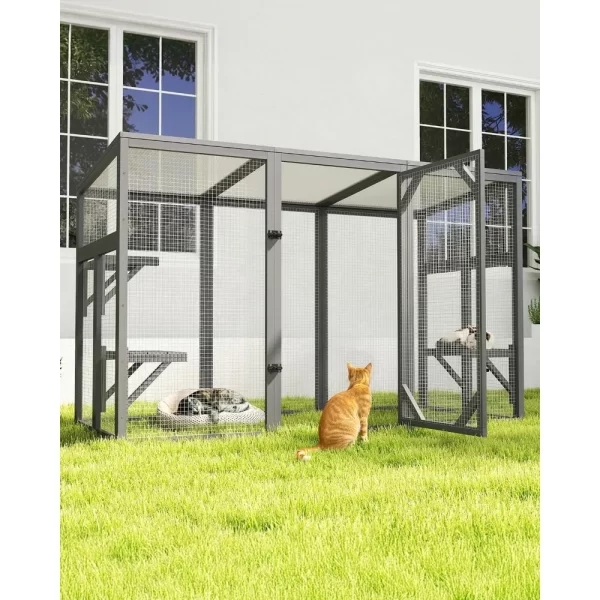 Outdoor Catio Enclosure, Cat Houses for Outdoor Cats Weatherproof, 71" Large Catio for Multiple Cats, Walk in Cat Condo Window