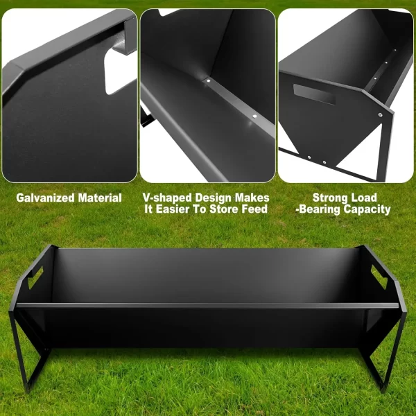 Heavy Duty 22 Gallon Capacity Livestock Trough, Galvanized Steel Sheep Feeder Trough for Horse, Goat, Sheep, Cattle, Cow, Alpaca - Image 7