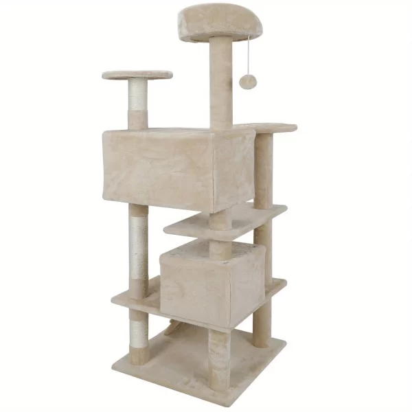 Grey/Beige/Blue/Brown 53 inch Cat Tree Tower Activity Center Playhouse Apartment - Image 2