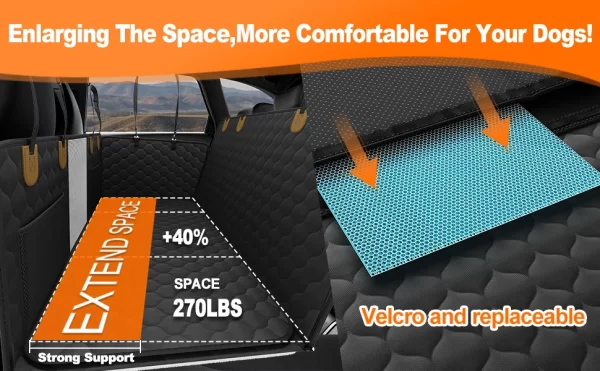 Waterproof Pet Travel Accessories Foldable Dog Car Seat  Car Pet Seat Safety Hammock Trunk Mat Car Rear Back Seat Protector - Image 7
