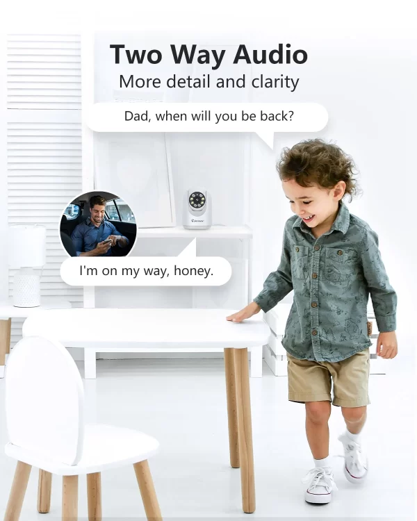 Jennov 2Pcs 2K Pan/Tilt Indoor Home Security Cameras - 2.4 GHz Animal Camera, Wi-Fi Baby Camera Monitor, Auto Tracking - Image 5