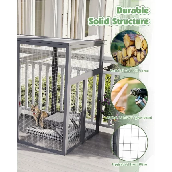 Outdoor Catio Enclosure, Cat Houses for Outdoor Cats Weatherproof, 71" Large Catio for Multiple Cats, Walk in Cat Condo Window - Image 3