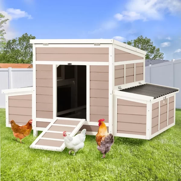 Chicken Coop, 56" Large Wooden Chicken Hutch with 6 Nesting Boxes, Outdoor Hen House Chicken Cage ,Brown, Special Feature: Durable