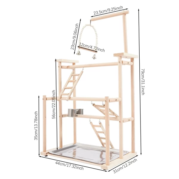 Beech Wood Parrots Rack Bird Playing Stand for Canaries, Parrots - Image 8