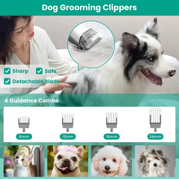 INSE P20 Pet Grooming Kit & Vacuum Suction 99% Pet Hair, Professional Grooming Clippers with 5 Grooming Tools for Dogs Cats and - Image 3