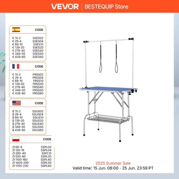SucceBuy Pet Grooming Table Two Arms with Clamp Dog Grooming Station Foldable Stand for Medium Small Dogs with Grooming Loop - Image 2