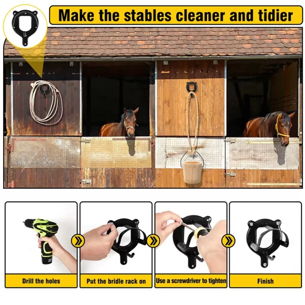 Horse Bridle Rack Metal Bridle Bracket Wall Mounted Bridle Hooks Horse Tack Storage Halter Hanger Horse Barn Supplies - Image 4