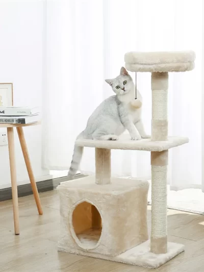 Cat Tree Cat Tower With Big Condo for Indoor Cats with Sisal Covered Scratching Post, Deep Hammock for Kittens and Small Cats
