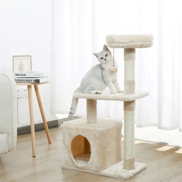 Cat Tree Cat Tower With Big Condo for Indoor Cats with Sisal Covered Scratching Post, Deep Hammock for Kittens and Small Cats