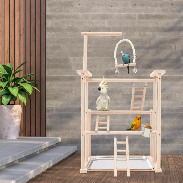 Beech Wood Parrots Rack Bird Playing Stand for Canaries, Parrots - Image 4