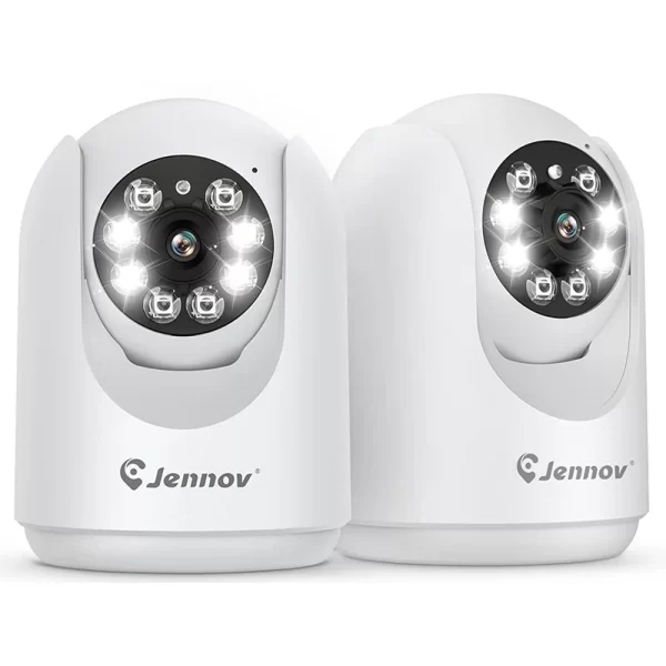 Jennov 2Pcs 2K Pan/Tilt Indoor Home Security Cameras - 2.4 GHz Animal Camera, Wi-Fi Baby Camera Monitor, Auto Tracking