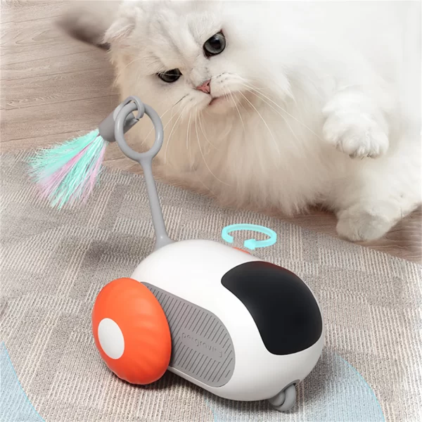 1pc Interactive Automatic Remote Control Cat Mice Car Toy and 1pc Smart Electric Moving Speedy Cat Ball Toy with Feather Tail - Image 2