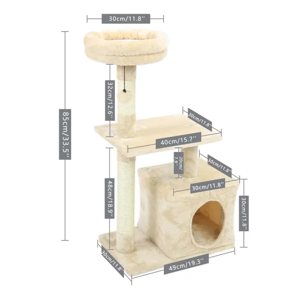 Cat Tree Cat Tower With Big Condo for Indoor Cats with Sisal Covered Scratching Post, Deep Hammock for Kittens and Small Cats - Image 3