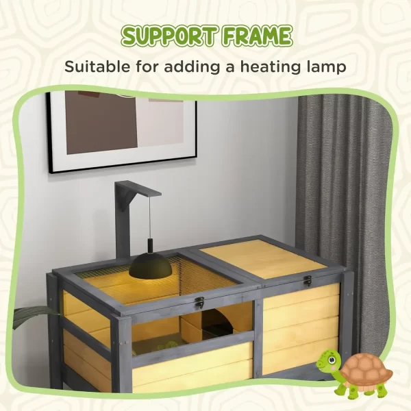 Tortoise Habitat with Shelf Storage, Tortoise Enclosure w/Weather Protection, Tortoise Gift Accessory, Reptile Enclosure w/ Tray - Image 5