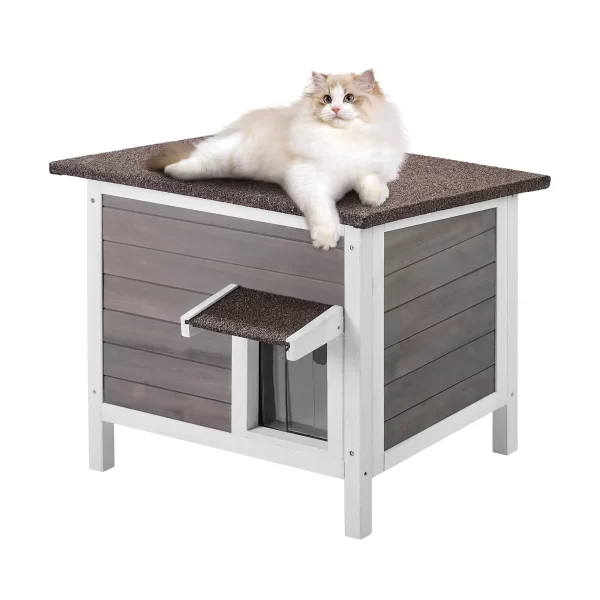 VEVOR Outdoor Cat House Weatherproof, Feral Cat Shelter for Cats Outdoor Wooden Cat Rabbit House with All-Round Foam Insulated - Image 2